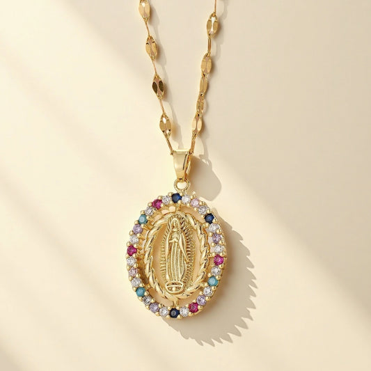 Collar virgen con circonitas de varios colores