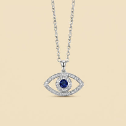 Collar de ojo turco con circonita en acero inoxidable 316L