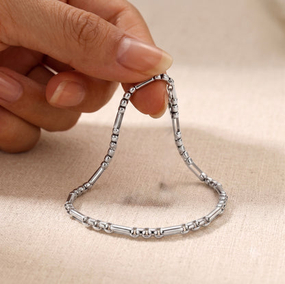 Pulsera de eslabones plateada en acero inoxidable 316L