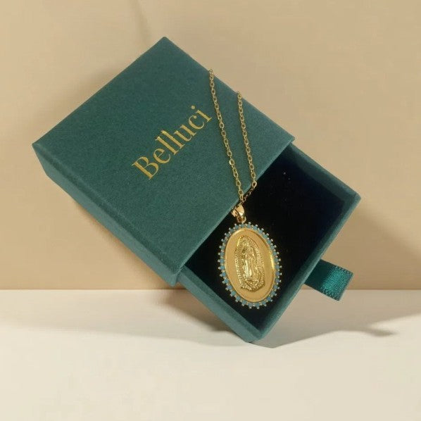 Collar virgen con circonitas azules