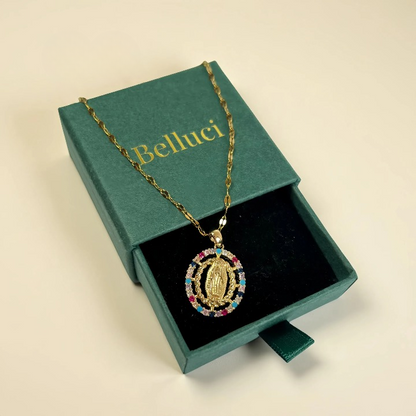 Collar virgen con circonitas de varios colores