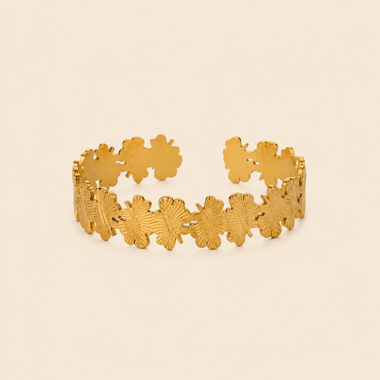 Brazalete de trébol de la buena ventura en oro 18k