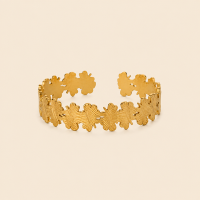 Brazalete de trébol de la buena ventura en oro 18k
