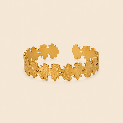 Brazalete de trébol de la buena ventura en oro 18k