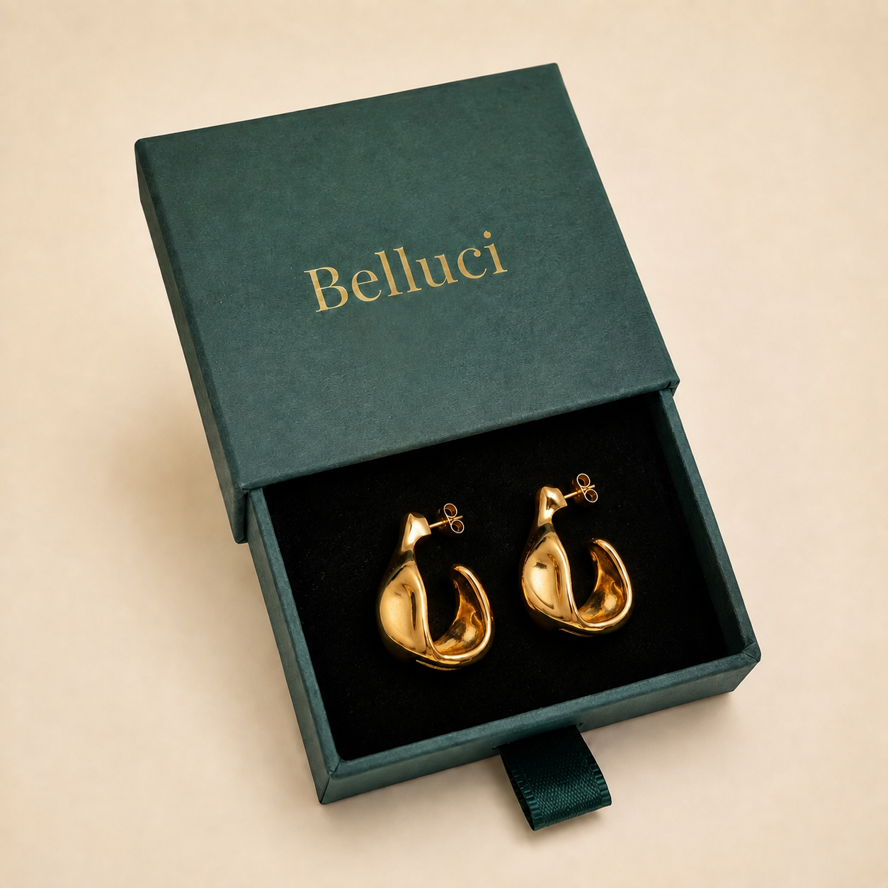 Pendientes Brisa dorados en acero inoxidable y oro 18k