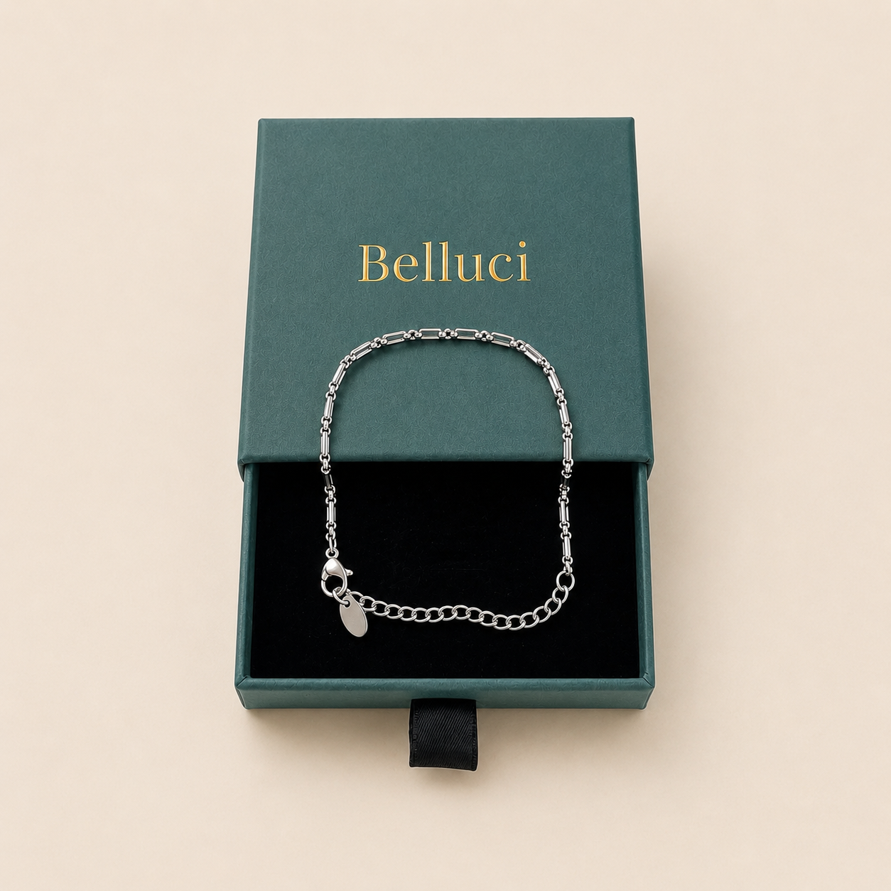 Pulsera de eslabones plateada en acero inoxidable 316L
