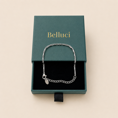 Pulsera de eslabones plateada en acero inoxidable 316L