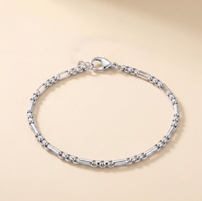 Pulsera de eslabones plateada en acero inoxidable 316L