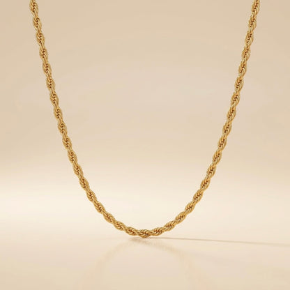 Fio de cordão para homem dourado em aço e ouro 18k