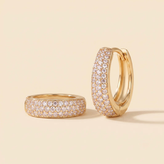 Boucles d'oreilles Luz avec oxydes de zirconium en acier et or 18 carats