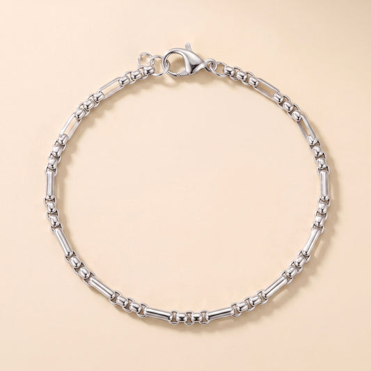 Pulsera de eslabones plateada en acero inoxidable 316L