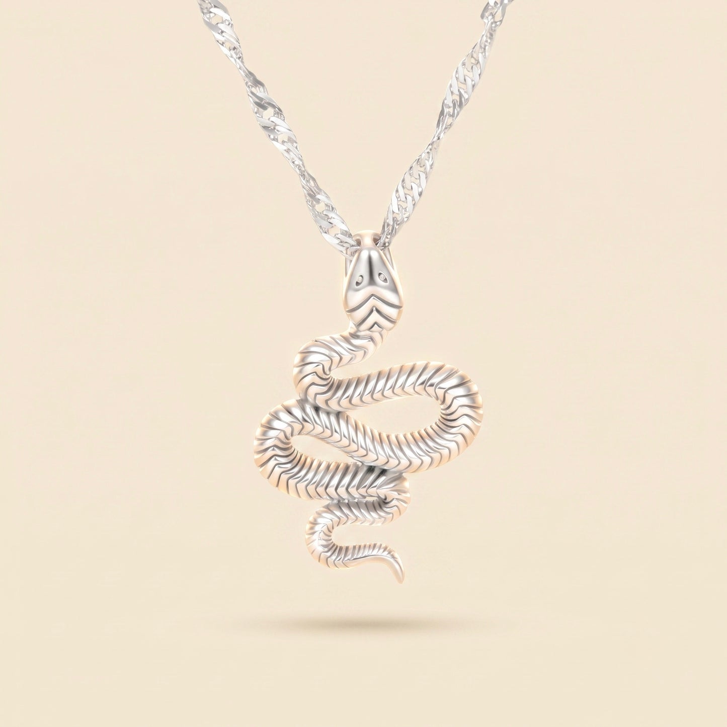 Collar de serpiente plateado en acero inoxidable 316L