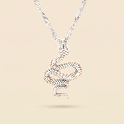 Collar de serpiente plateado en acero inoxidable 316L