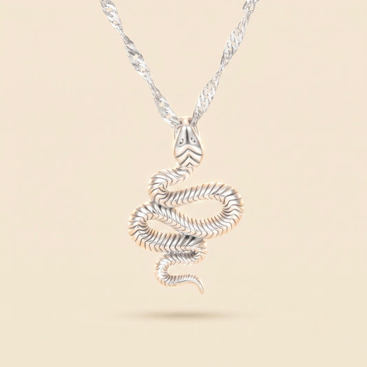 Collar de serpiente plateado en acero inoxidable 316L