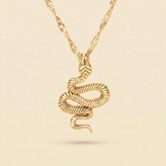 Collar de serpiente dorado en acero inoxidable y oro 18k