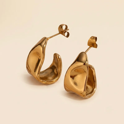 Boucles d'oreilles Brisa dorées en acier inoxydable et or 18 carats