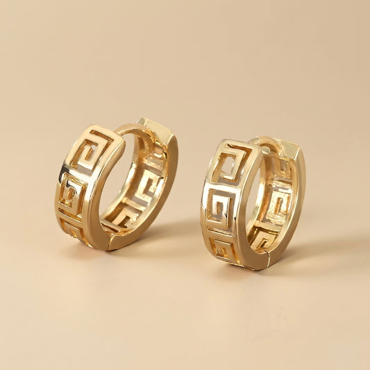 Boucles d'oreilles Mykonos dorées de style grec en acier 18 carats