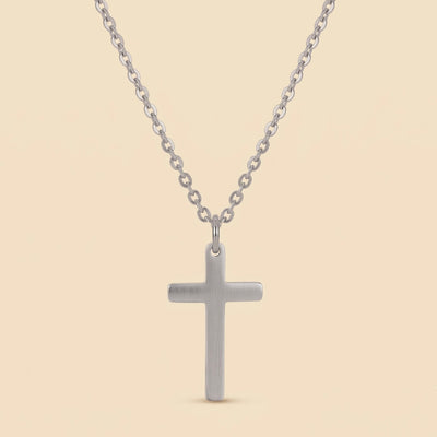 Collier croix pour homme argenté en acier 316L