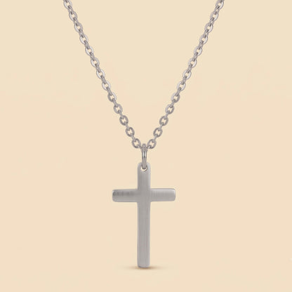 Collar de cruz para hombre plateado en acero 316L