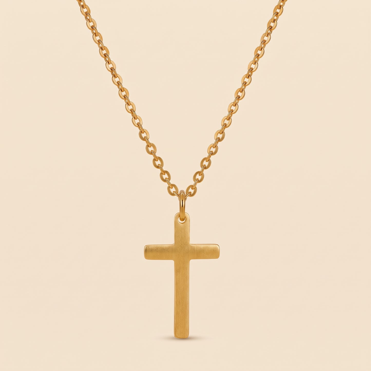 Collar de cruz para hombre dorado en acero y oro 18k