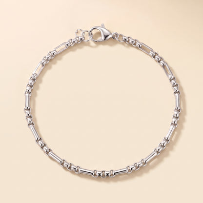 Pulsera de eslabones plateada en acero inoxidable 316L