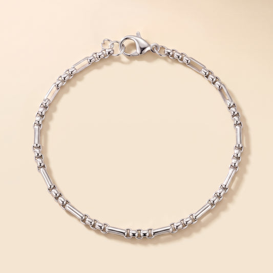 Pulsera de eslabones plateada en acero inoxidable 316L