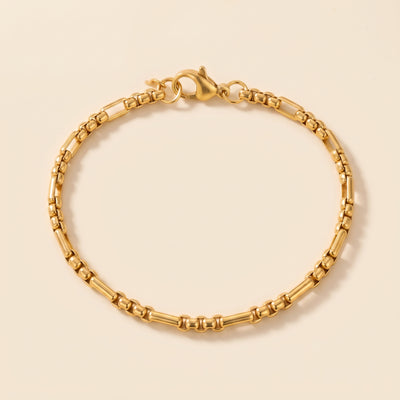 Pulsera de eslabones dorada en acero y oro 18k