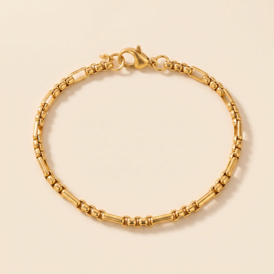 Pulsera de eslabones dorada en acero y oro 18k
