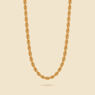 Cadena de cordón para hombre dorada en acero y oro 18k