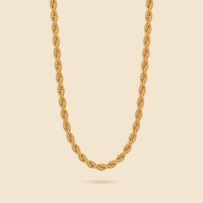 Cadena de cordón para hombre dorada en acero y oro 18k