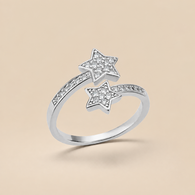 Bague étoiles entrelacées en acier inoxydable 316L