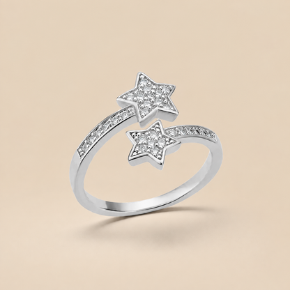 Anillo de estrellas entrelazadas en acero inoxidable 316L