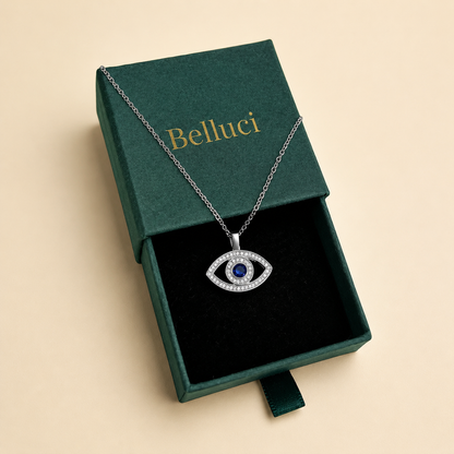 Collar de ojo turco con circonita en acero inoxidable 316L