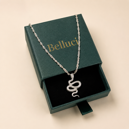 Collar de serpiente plateado en acero inoxidable 316L