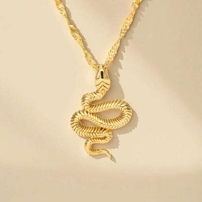 Colar de serpente dourado em aço inoxidável e ouro 18k